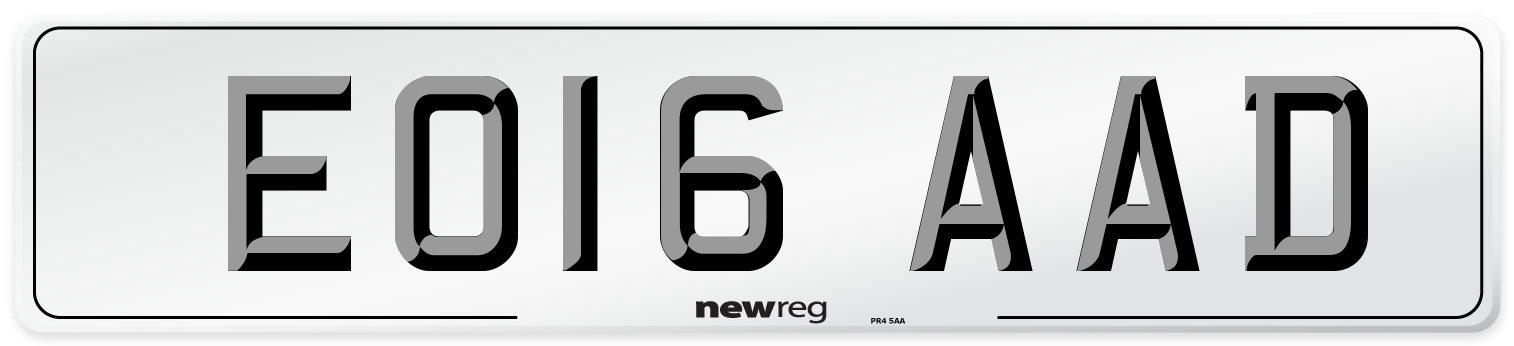 EO16 AAD Number Plate from New Reg
